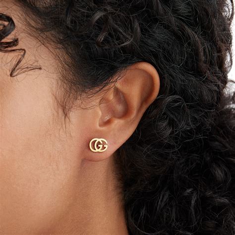 gucci earring gold|18k gold running g stud earrings.